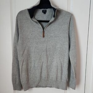 J. Crew Heather Gray Quater Zip-Up Sweater